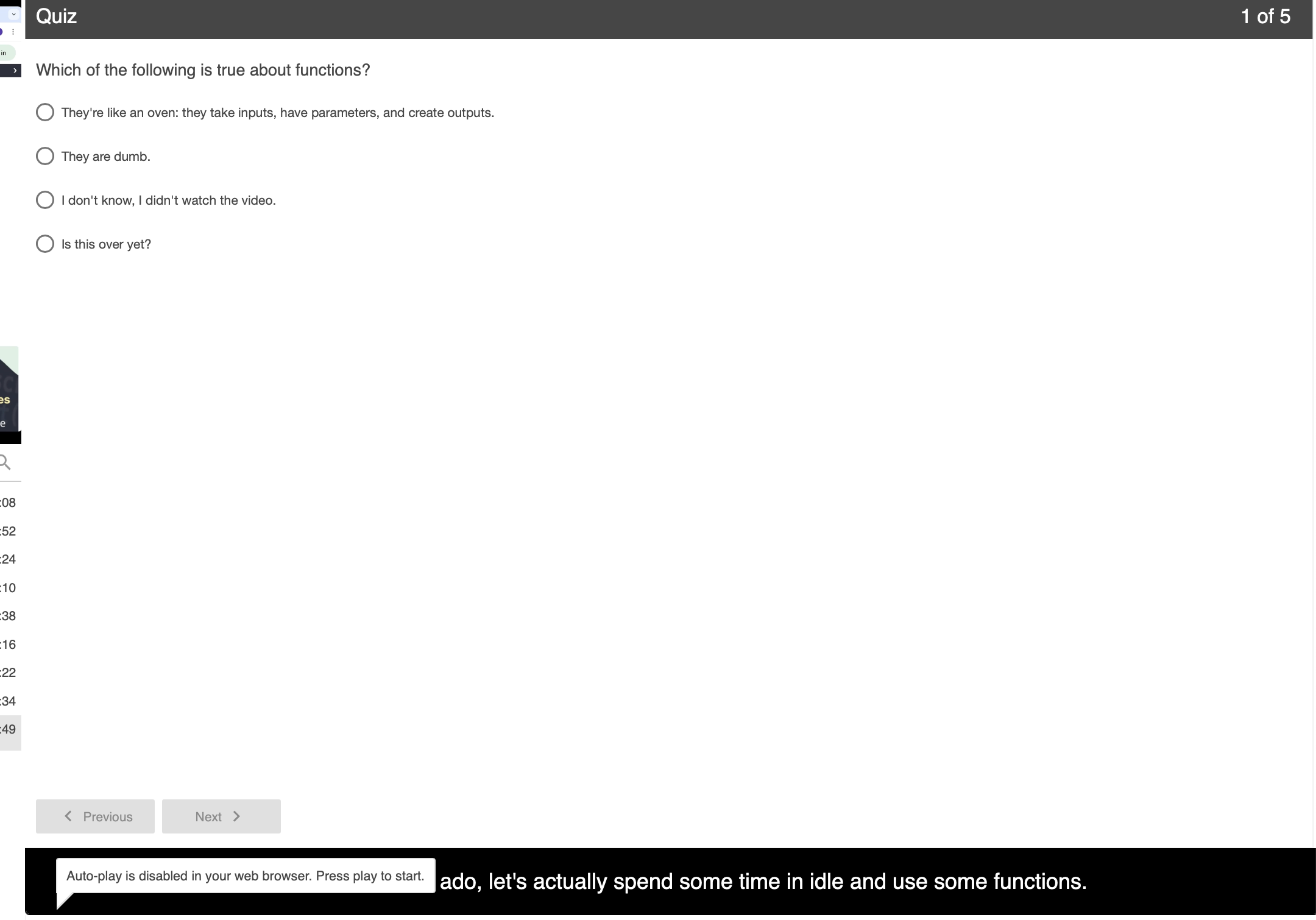 screenshot of panopto quiz 