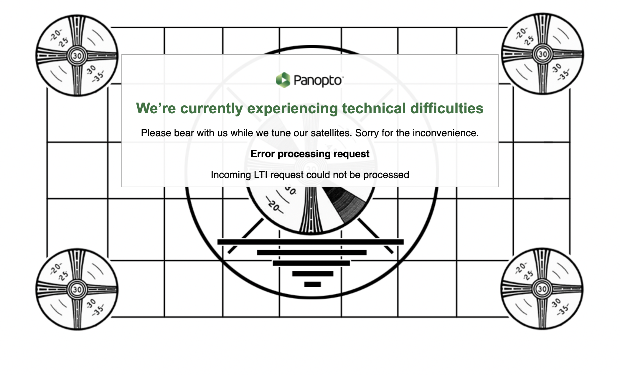 screenshot of panopto error 
