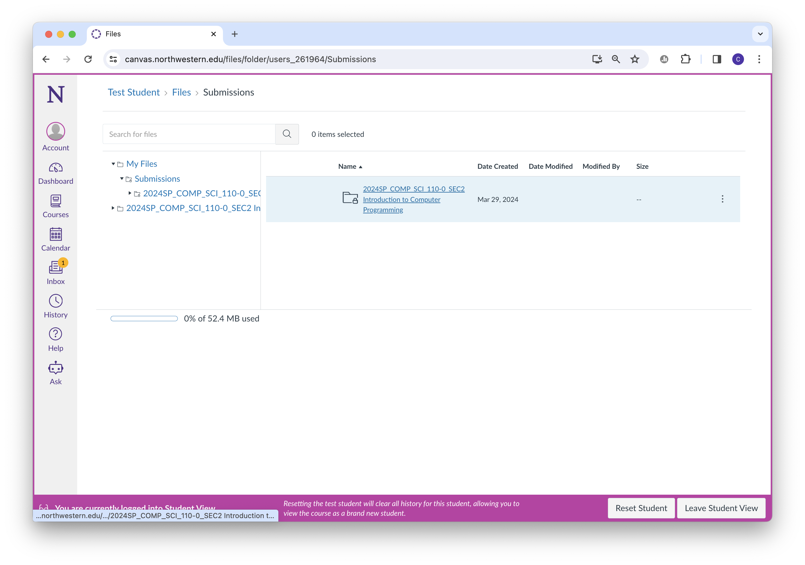 submissions folder screenshot
