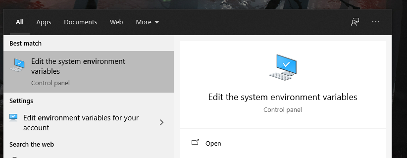 Environment variables editor